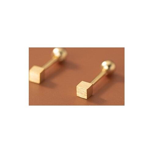 100% Real 925 Sterling Silver Tiny Cute Cube Stud Earrings Screw Back Bead Fashion Jewelry For Girls Lady Women Party Gifts