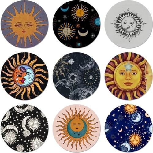 Sun and Moon Face Badge Brooch Pin Accessories For Clothes Backpack Decoration gift 58mm