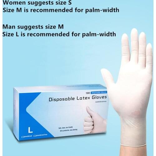 100pcs Disposable Latex Gloves White Non-Slip Acid and Alkali Laboratory Rubber Latex Gloves Household Cleaning Products
