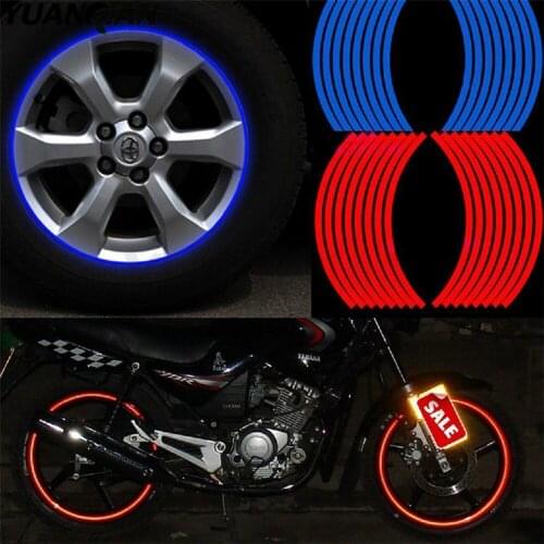 16 Strips Bike Car Motorcycle Wheel Tire Reflective Rim Stickers And Decals Decoration Stickers 17"18" Color Car Styling New