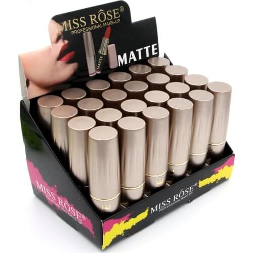 24PCS/LOT Miss Rose Matte Lipstick Waterproof Makeup Lip Matte Lip Stick Cosmetics Sexy Red Lip Tint Nude Lipstick Matte Batom