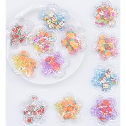 32Pcs PVC Filling Shake Fruits Clay & Crystal Diamonds Flower Applique for DIY Hat Headwear Hair Clips Bow Decor Accessories P43