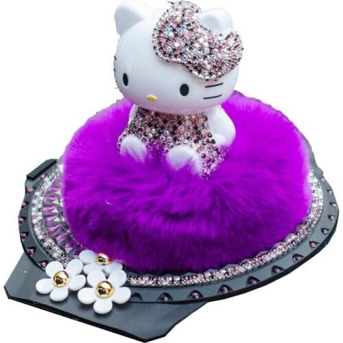 Lucky Kitty Car Air Freshener Holder Car Decoration Rhinestone Helloo Kitty Car Perfume Pink Car Accessories Bathroom Home Decor