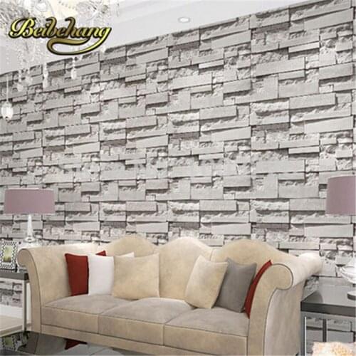 Beibehang Brick stone wall paper 3D PVC Wallpapers Modern Living Room Bedroom Home Decor Grey Vinyl Mural .papel de parede