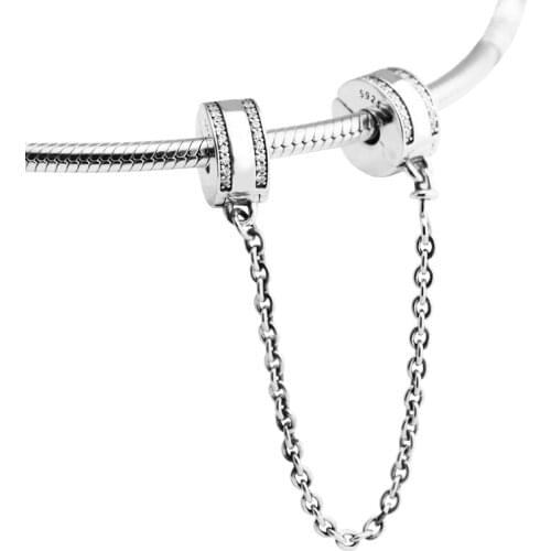 Beads FOR Jewelry Making DIY Sterling-Silver-Jewelry Insignia Safety Chain Bead Charms Silver 925 Berloque Perles Charm