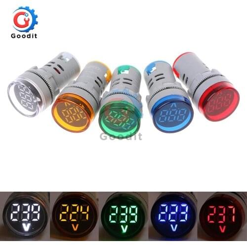 DC Digital Voltmeter Round Voltage Detector Tester 22mm Hole Size 6-100V Mini LED Voltage Indicator Signal Light Monitor