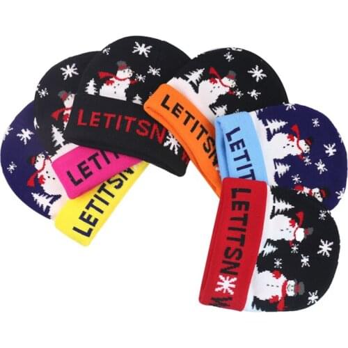 Baby Beanie Winter Hat Christmas Knit Boy Girl Autumn Warm Acrylic Snowman Outdoor Skiing Accessory