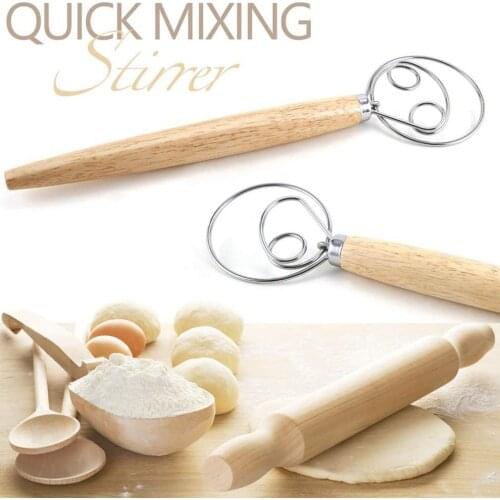2PCS Home Stainless Steel Danish Dough Whisk Blender Cake Bread Pastry Dough Mixer Stick Egg Beater Tools Baking Pastry Blender