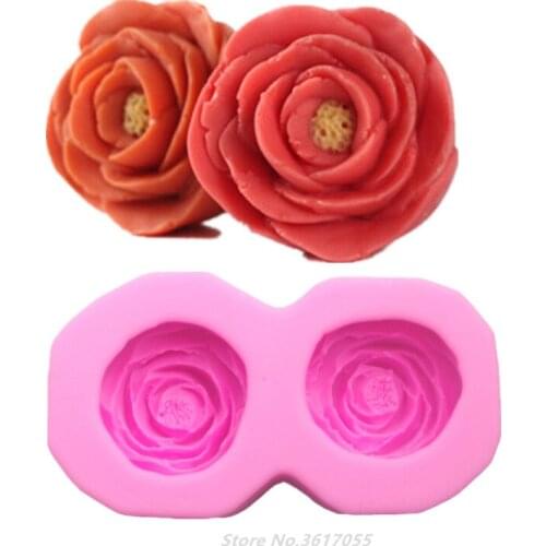 Peony Flower Double Soap Mold Silicone Mould Handmade Soap Mold Candle Mold Crafts DIY Gifts Supply Fondant Mold Cake Decoration