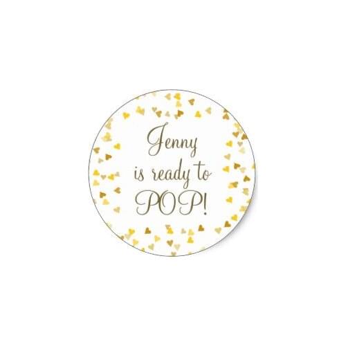 3.8cm Golden Hearts Shes Ready to Pop Baby Shower Favor Classic Round Sticker