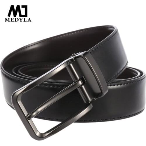 MEDYLA Classic Leather Belt For Men Luxury Business Male Cowhide Leather Belts 3.5cm Casual Pin Buckle Belt For Men Dropshipping