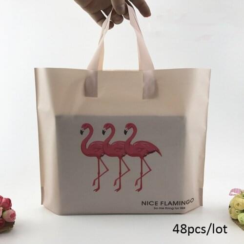Easter Candy Box 48pcs/lot 35x25x8cm Plastic Gift Handbag For Clothing, Wholesale Bag, Matte Finish With Nice Flamingo Logo