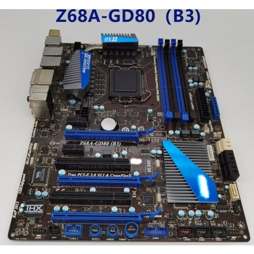 For msi Z68A-GD80（B3) motherboard used Intel Z68 LGA 1155 32GB desktop ATX board