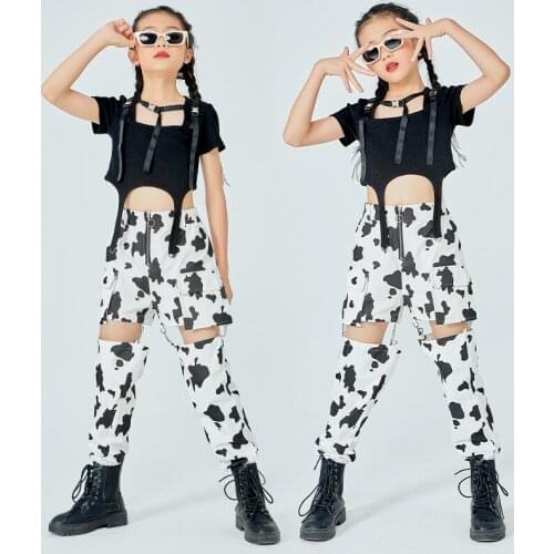 2021 Fashion Childrens Wear Girlss Jazz Dance Clothing Hip Hop Performance Costume Crop Tops Stitching Pants Suit DNV14761
