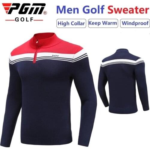 PGM Autumn Winter Men Golf Sweater Golf Clothing Full Sleeves High Neck Leisure Sports Sweater T-Shirt Mens Warm Knitted Shirts
