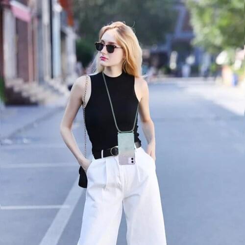 Soft TPU Mobile Phone Case with Lanyard Necklace Shoulder Strap Rope Lanyard for iPhone 11Pro Max 12 6 7 8 plus X XS XR XsMax 11