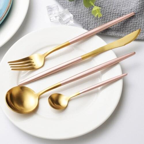 Dinnerware Set 304 Stainless Steel Cutlery Set Steak Knife Fork Set Coffee Spoon Teaspoon Flatware Tableware Kitchen Silverware