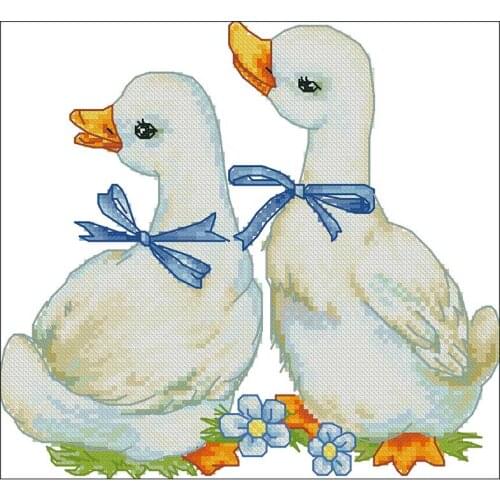 Two little fat geese patterns Counted Cross Stitch 11CT 14CT DIY wholesale Chinese Cross Stitch Kits Embroidery Needlework Sets