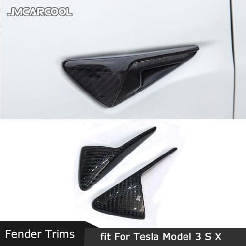 For Tesla Model 3 S X 2013-2019 Carbon Fiber Fender Door Emblem Badge Stickers Garnish Strips Trim Stickers Winglet