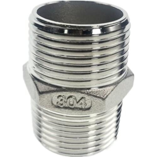WZJG Male Straight Hexagon Joint Nipple Pipe Connection 304 fittings Stainless Steel threaded 1/2" connector +ABC