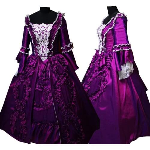 2020 New purple Vintage costumes 18th Duchess Retro medieval Renaissance Reenactment Theatre Civil war Victorian dress D-533