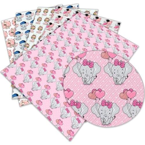 New Lovely Baby Elephant Parttern Printed Faux Leather A4 22x30cm for Hair Bow Diy Decoration Crafts L273 L274