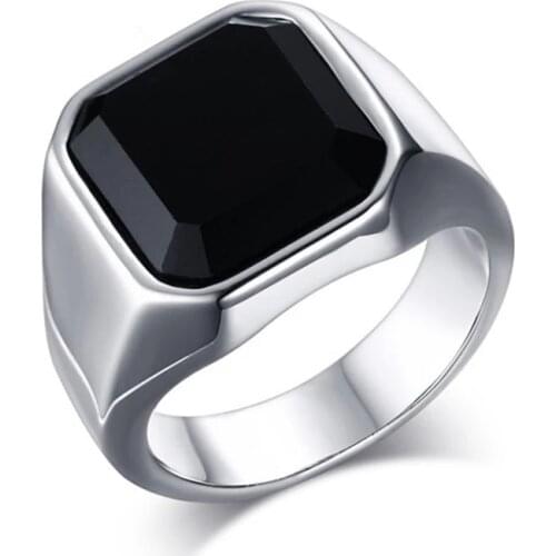 New Fashion Men Jewelry Elegant Cubic Stainless Steel Vintage Rings For Men Rings Party Wedding Boyfriend Birthday Gift