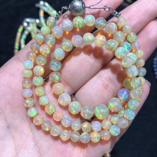 Rainbow Opal round 5-8mm opal Necklace 38cm Wholesale for women xmas gift AAAAA