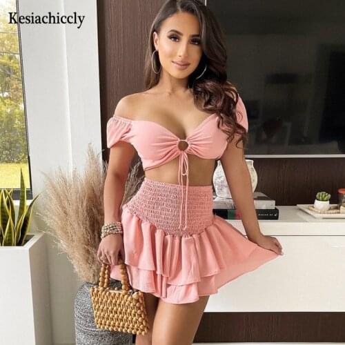 Kesiachiccly Lace up Ruffles women Dress Vintage High Waist Bandage Tie Cross women Dresses Summer Fashion White Dress vestidos