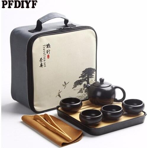 Portable Chinese Travel Kung Fu Tea Set Ceramic Teapot Porcelain Teaset Gaiwan Tea Cups of Tea Ceremony Tea Pot With Travel Bag