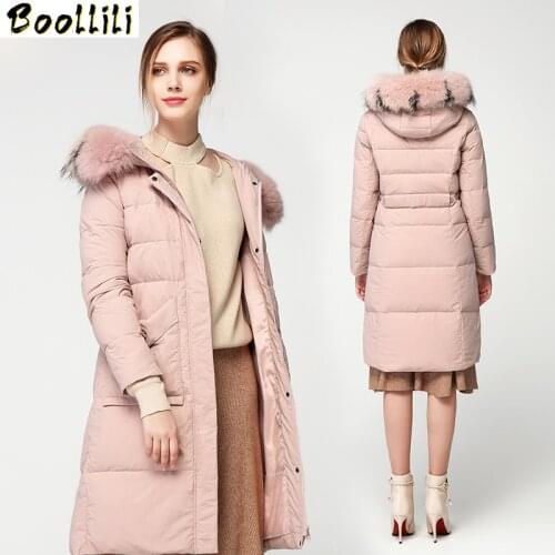 Boollili 90% White Duck Down Jacket Women Korean Winter Coat Women Puffer Jacket Women Real Raccoon Fur Collar Warm Parka