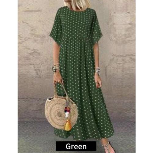 Autumn Febelle Plus Size Linen Shirt Dress Womens Sundress Female Casual Pleated Print Midi Vestidos With Polka Dots L-5XL