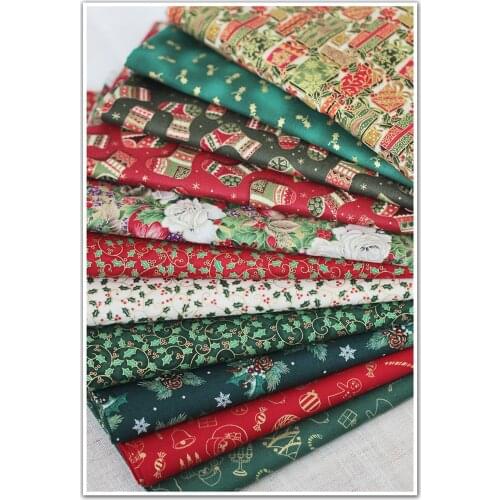 Christmas Bronzing Pure Cotton Fabric For Sewing Diy Bag And Baby Clothing Fabric 45*110cm TJ3900