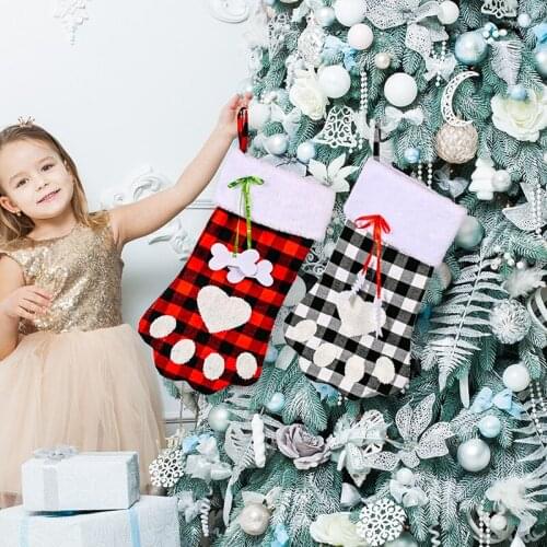 Christmas Stockings Lovely Embroidery Pattern Hanging Stockings for Family Christmas Decoration Hot Stockings & Gift Holders