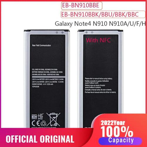 With NFC 100% Original Battery EB-BN910BBE EB-BN910BBK For Samsung Galaxy NOTE4 N910a N910V N910C NOTE 4 N910u N910F N910H NFC