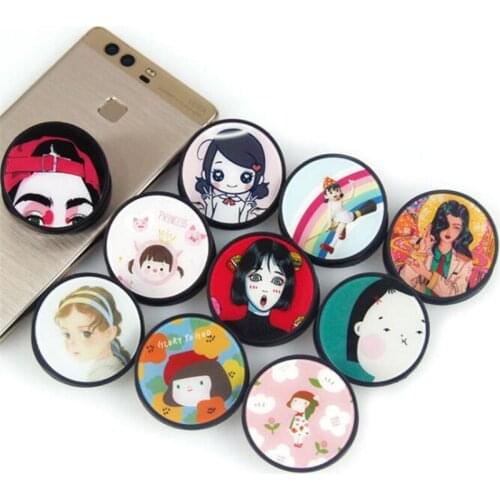 Cute Cartoon Girls Expanding Stand Grip Mount Phone Socket Fold Mobile Smartphones Pocket Desktop Bracket Phone Stand Holder