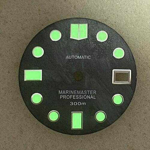 For SKX007 NH35 Movement 28.5mm Watch Dial w/ C3 Green Luminous Replacement Part