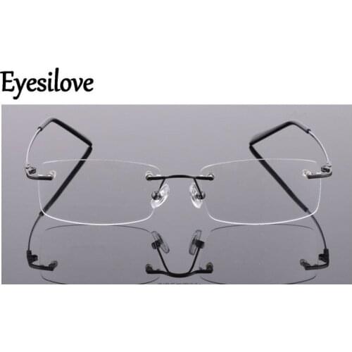 Eyesilove ultra-light rimless myopia glasses metal Nearsighted Glasses women men Myopia eyeglasses lenses from -0.50 to -8.00