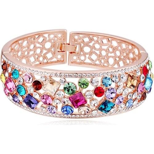 European style color crystal bracelet hollow female models personality wild new autumn and winter accessories