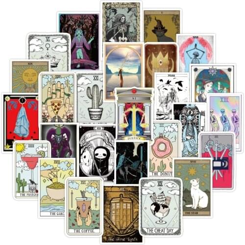 10/30/50pcs Tarot Card Graffiti Stickers Divination Toy Decals Waterproof Luggage Laptop Skateboard Fridge Phone Cartoon Sticker