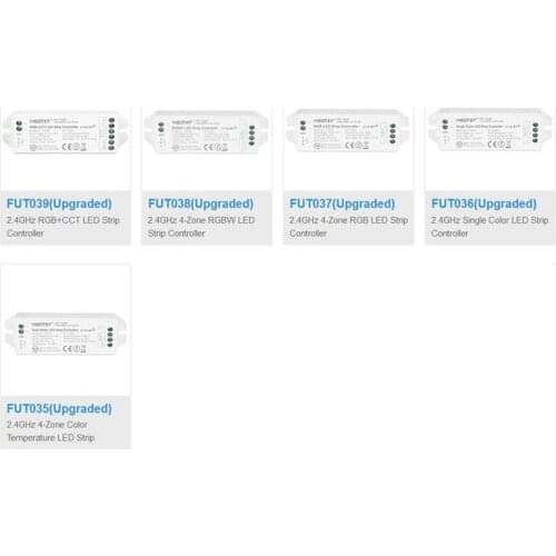 100PCS 2.4G Miboxer FUT035/FUT036//FUT037//FUT038//FUT039 single color/4-Zone color/RGB+CCT LED Strip contrller Upgraded version