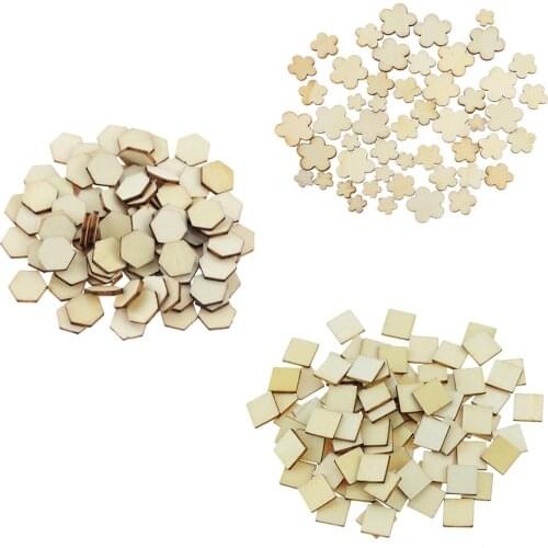 100pcs 10MM 20MM Log Color Wooden Chips Wood Ornaments Shapes Embellishment DIY Crafts Decorations