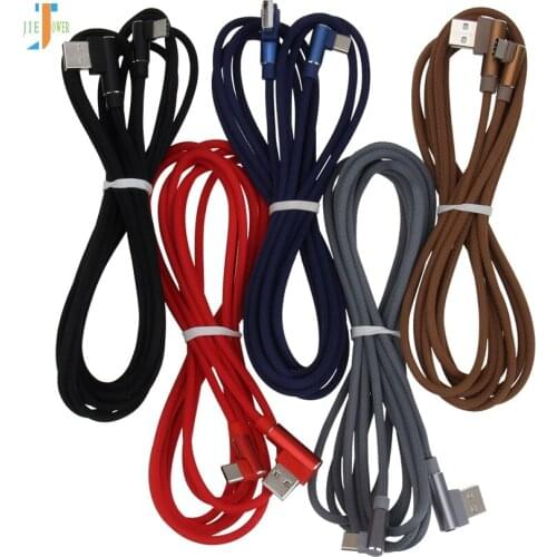 100pcs/lot USB Type C Cable 90 Degree Elbow 1m 2m 3m for Samsung Galaxy S9 S8 USB C Charger USB Cable for Xiaomi Mi9 Oneplus 6