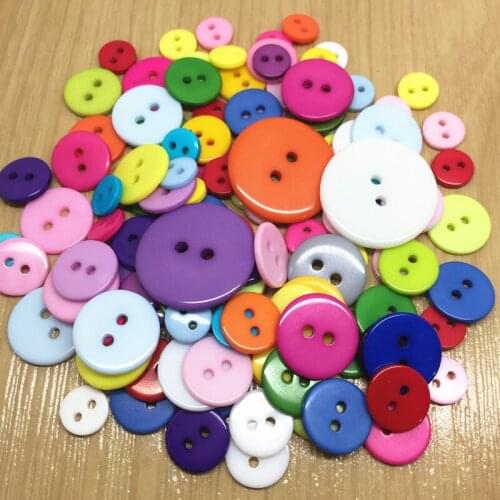 1000pcs 9-23mm Assorted Round Resin Button 2-Holes Flatback DIY Handmade Sewing Scrapbooking Accessories Button