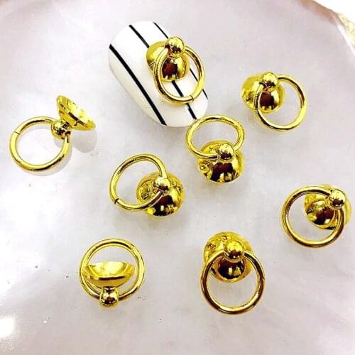 20PCS metal gold silver 3d nail art decorations jump ring cap cover wheel punk style nails accessoires charm new arrive