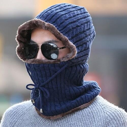 2018 Winter Hat Scarf Skullies Hat Men Solid Knit Beanies Velvet Cycling Cap Women Warm Thicken Hedging Caps Ski Soft Ring Scarf