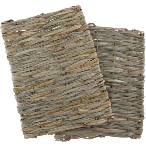2x Natural Straw Mats for Rabbits Grass Mat Rabbit Hay Feeder Guinea Mat Toy