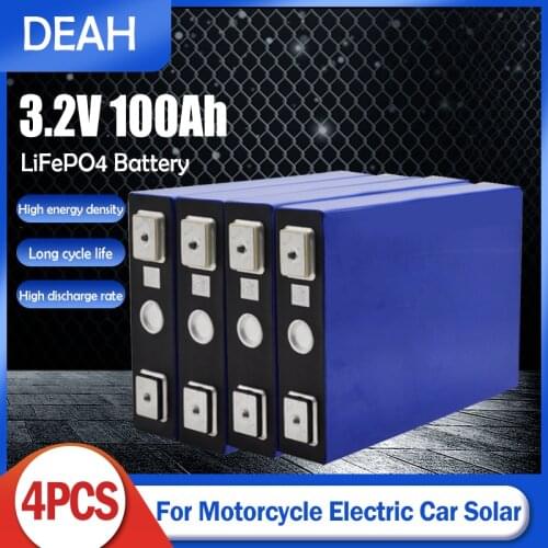 4PCS 3.2V 100Ah 300A 3C LifePo4 battery Lithium iron phospha batteries For 12V 24V Motorcycle Electric Car DIY Solar Inverter