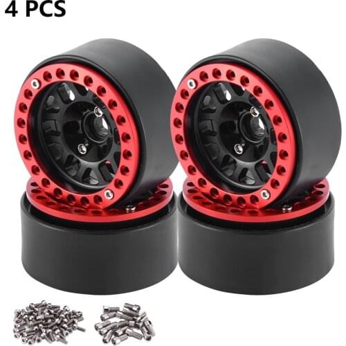 4PCS Metal 1.9inch Beadlock Rim Wheel Hub Fit 1.9 Tires For Axial 1/10 RC Crawler SCX10 90046 SCX10 RC Car Parts