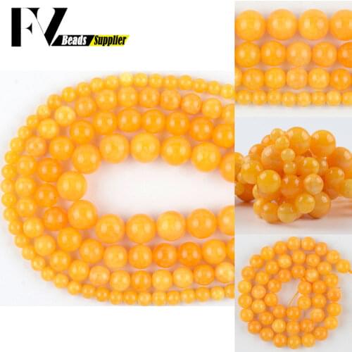 6/8/10/12mm Yellow Beeswax Jades Stone Loose Spacer Round Beads For Jewelry Making DIY Bracelets Necklace Needlework 15"